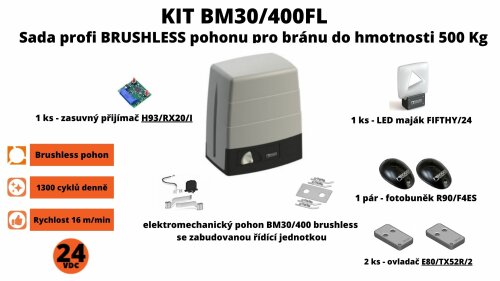 KIT BM30/400FL - sada profi brushless pohonu pro bránu do hmotnosti 500 kg